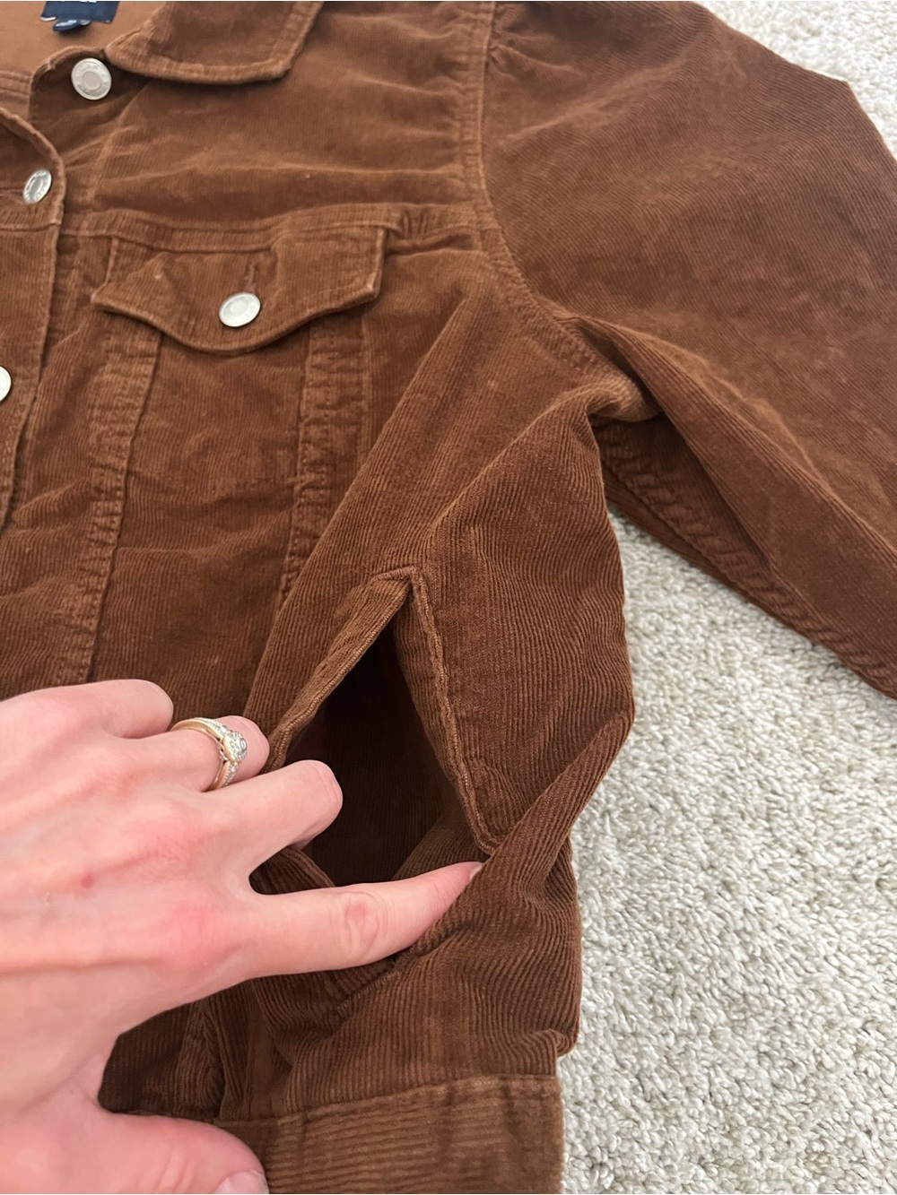Gap Women's Brown Puff Sleeve Icon Corduroy Trucker Jacket Size XL Y2K 90s - Picture 7 of 11